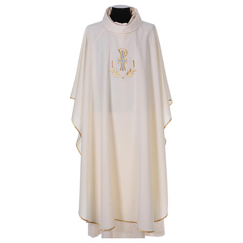 Chasuble with silver and golden Christogram and spikes, polyester 5