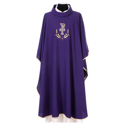 Chasuble with silver and golden Christogram and spikes, polyester 6
