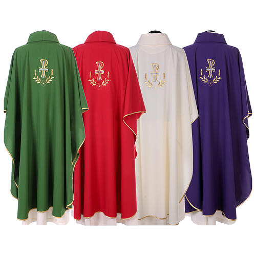 Chasuble with silver and golden Christogram and spikes, polyester 7