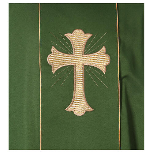 Chasuble 100% polyester, golden cross with rays 2
