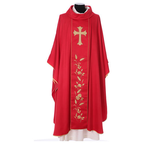 Chasuble 100% polyester, golden cross with rays 5