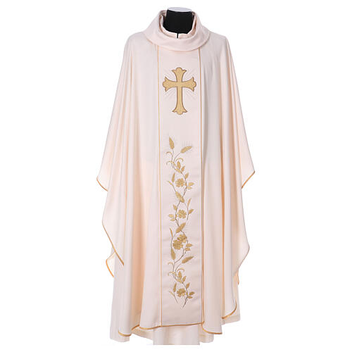 Chasuble 100% polyester, golden cross with rays 6
