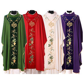 Chasuble with wheat and gold embroidery 100% polyester