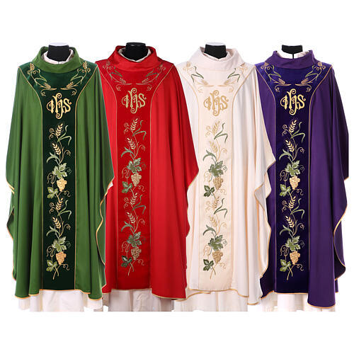 Chasuble with wheat and gold embroidery 100% polyester 1