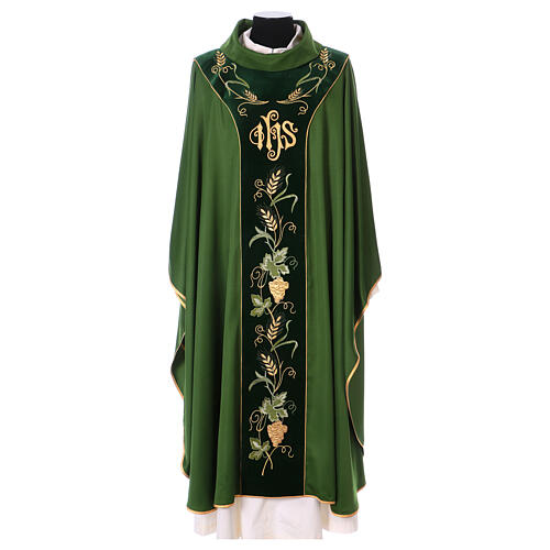 Chasuble with wheat and gold embroidery 100% polyester 3