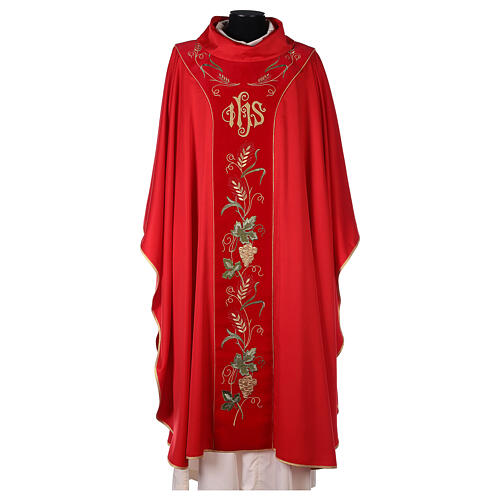 Chasuble with wheat and gold embroidery 100% polyester 5