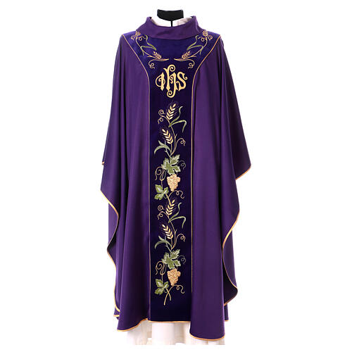 Chasuble with wheat and gold embroidery 100% polyester 7