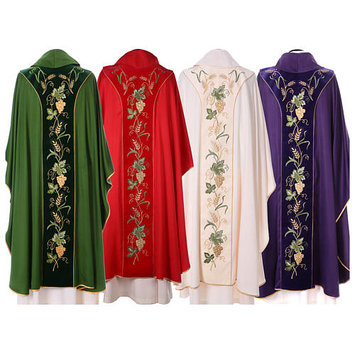 Chasuble with wheat and gold embroidery 100% polyester 10