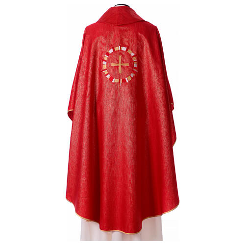 Red chasuble with dove in a circle, 100% polyester 4