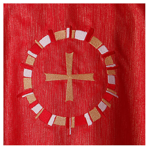 Red chasuble with dove in a circle, 100% polyester 5