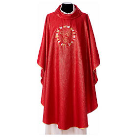 Chasuble rouge colombe dans un cercle 100% polyester