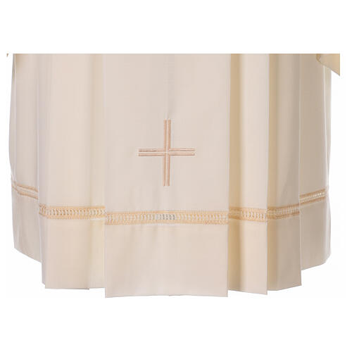 Hemd aus Polyester und Wolle mit Kreuz und Stickereien, elfenbeinfarben Gamma 2