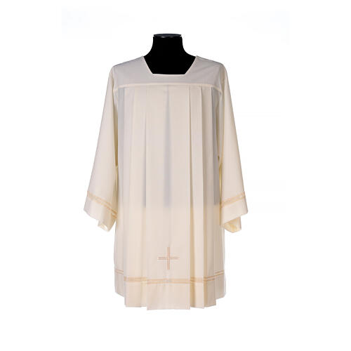 Ivory surplice 55% polyester 45% wool with cross and ivory gigliuccio stitching Gamma 1