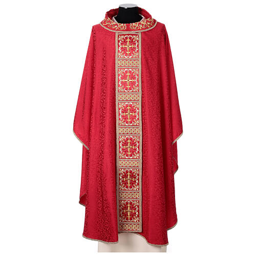 Chasuble bande centrale avec croix or 64% acétate 36% viscose Gamma 1