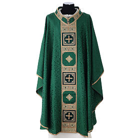Chasuble of acetate and viscose, orphrey with strass Gamma