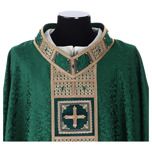 Chasuble of acetate and viscose, orphrey with strass Gamma 6