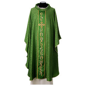 Chasuble with crosses and flowers, 65% acetate 35% viscose Gamma