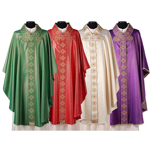 Chasuble with crosses stone decorated 100% polyester 1