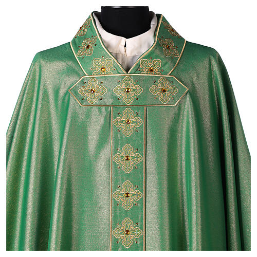 Chasuble with crosses stone decorated 100% polyester 2