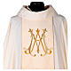Ivory Marian chasuble with golden lilies and Mary's monogram s2