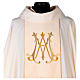 Casula marial cor de marfim lírios dourados monograma Maria s2