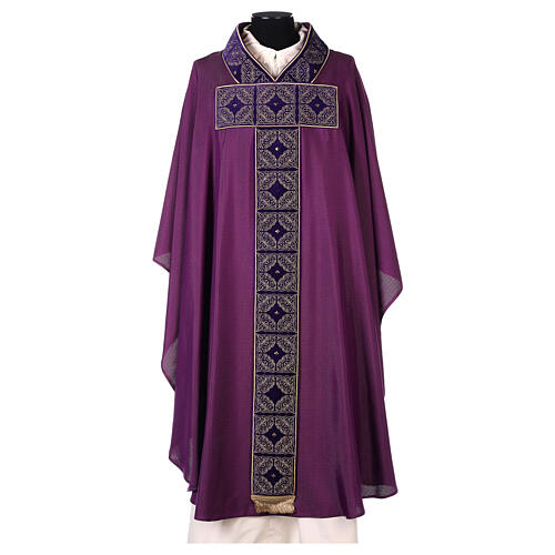 Chasuble with velvet orhprey, golden embroidery, viscose and polyester, 4 colours 7