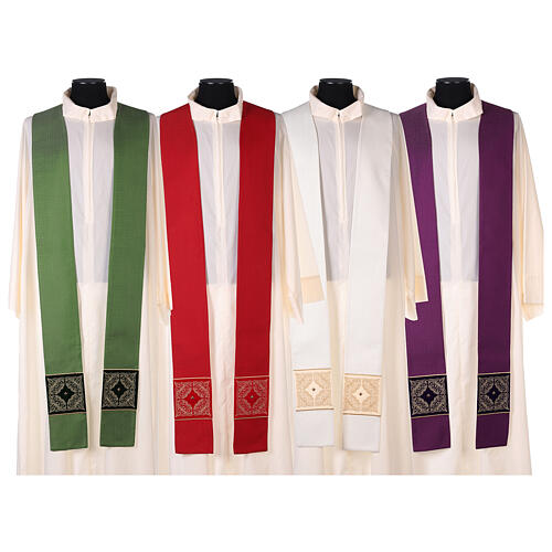 Chasuble with velvet orhprey, golden embroidery, viscose and polyester, 4 colours 10