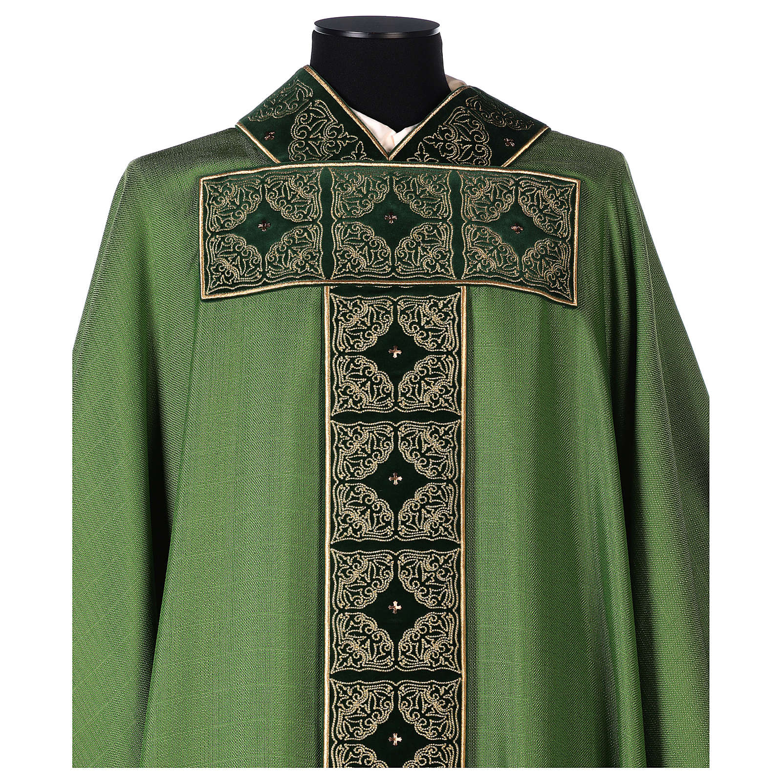 Casula stolone velluto ricami oro 4 colori viscosa poliestere 4