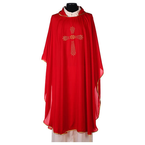 Ultralight Chasuble 100% polyester 4 colours IHS cross rays OFFER 5