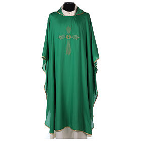 Chasuble 100% polyester 4 couleurs IHS croix rayons s1
