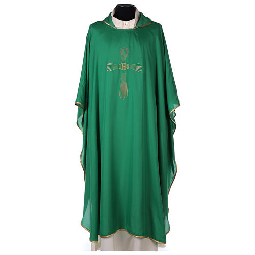 Chasuble 100% polyester 4 couleurs IHS croix rayons 1
