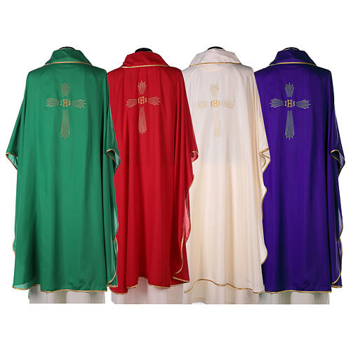 Chasuble 100% polyester 4 couleurs IHS croix rayons REDUCTION 10