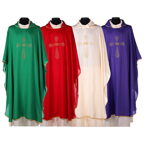 Ultralight Chasuble 100% polyester 4 colors IHS cross rays OFFER 1