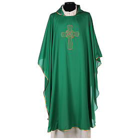 Chasuble polyester broderie croix décorée s1