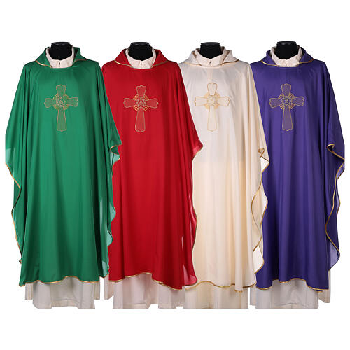 Ultralight Chasuble in polyester cross embroidery 1