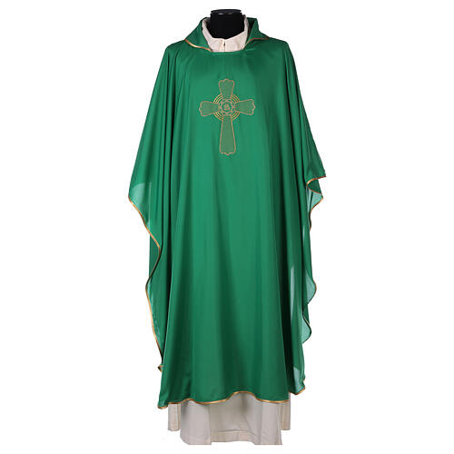 Ultralight Chasuble in polyester cross embroidery 3