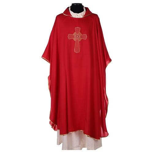 Ultralight Chasuble in polyester cross embroidery 4