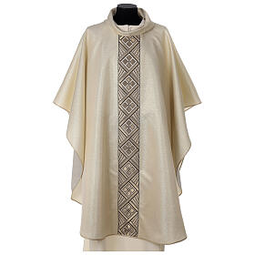 Gold chasuble in polyester and wool with gold gallon