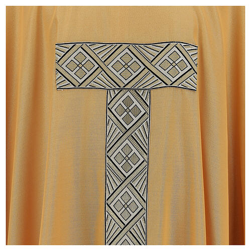 Chasuble or lamé en polyester et laine avec bande appliquée avant et arrière 2