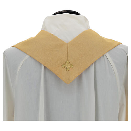 Gold Chasuble in lame polyester and wool with front and back gallon 6