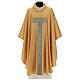 Gold Chasuble in lame polyester and wool with front and back gallon s1