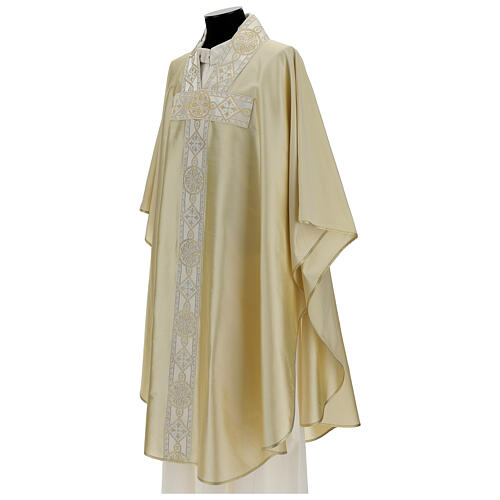 Ivory silk chasuble with applied gallons | online sales on HOLYART.co.uk