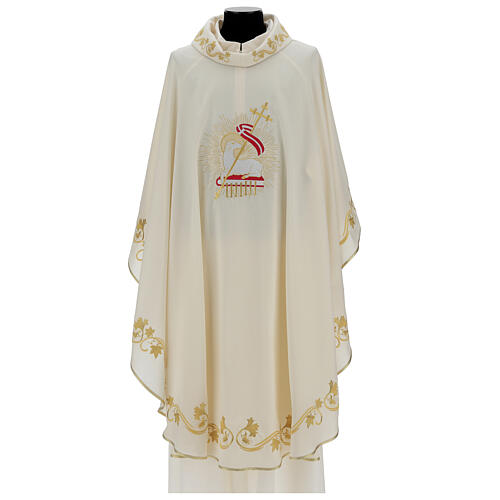 Ivory chasuble in pure wool with embroidery 1