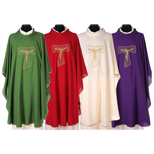 "Superlight" polyester chasuble with Tau embroidery 1