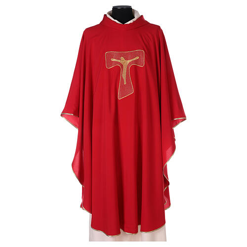 Chasuble in super-light polyester with embroidered Tau 4 colors 4