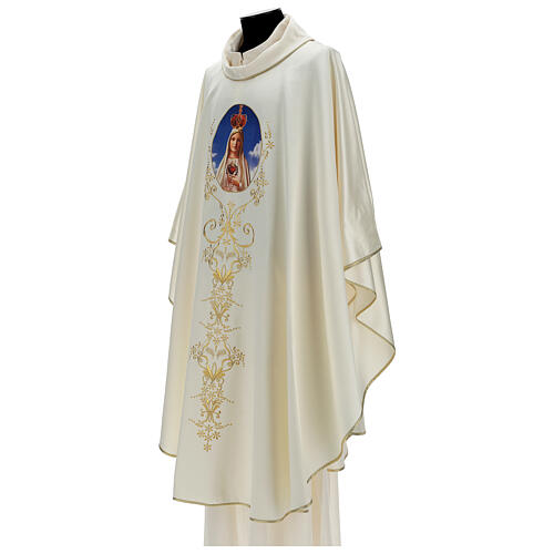 Chasuble avec Notre-Dame de Fatima couleur ivoire 3