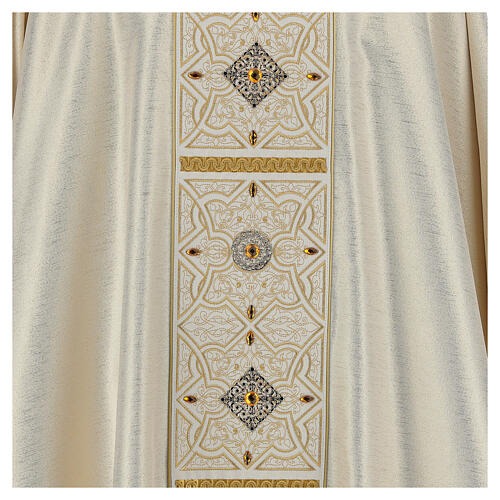 Kasel aus Polyester mit goldenen Verzierungen Limited Edition, Ecru 2
