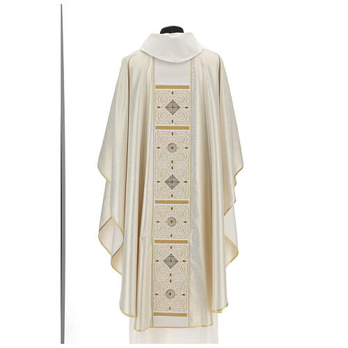 Chasuble 100% polyester, golden and ecru decorations, embroidery and trimming, Limited Edition 4