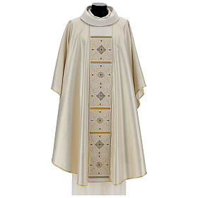 Chasuble 100% polyester with decorative applications embroidery in gold ecru Limited Edition