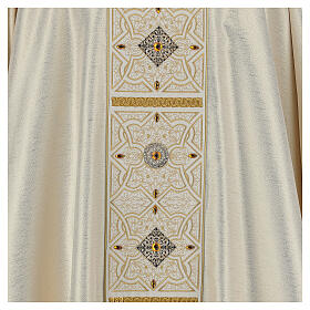 Chasuble 100% polyester with decorative applications embroidery in gold ecru Limited Edition